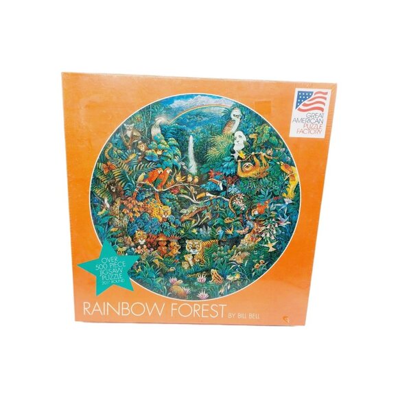 Bill Bell Art Jigsaw Puzzle Rainbow Forest 500 Pieces Circular SEALED 1994 - Picture 1 of 5